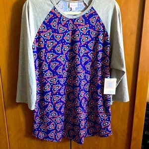 LuLaRoe 3X Printed 3/4 Sleeve Top